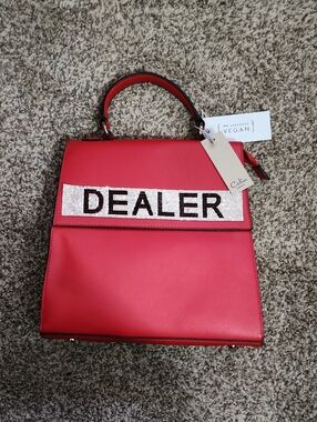 Red 'DEALER' Top-Handle Bag